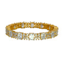 Splendid Gold Plated CZ Floral Stone Bangle