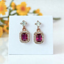Fashionable CZ Square Stone Drop Earrings