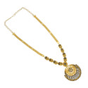 Gold Plated Blue Sapphire Peacock Pendant Long Chain