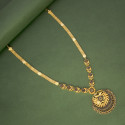 Gold Plated Blue Sapphire Peacock Pendant Long Chain