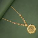 Gold Plated Designer Floral Ruby Emerald Long chain
