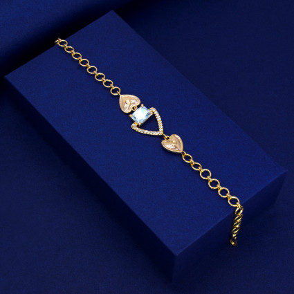 Elegant Gold Plated Hearts Cubic Zirconia Bracelet