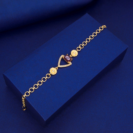 Gold Plated Floral Square Red Stone CZ Bracelet