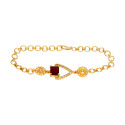 Gold Plated Floral Square Red Stone CZ Bracelet