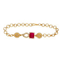 Elegant Gold Plated Square Red Stone CZ Mango Bracelet