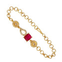 Elegant Gold Plated Square Red Stone CZ Mango Bracelet