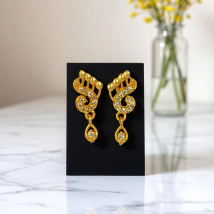 Stylish American Daimond Gold Plated Peacock Ear Studs