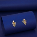 Elegant Gold Plated Crystal Cluster Hanging Earrings