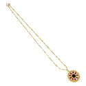 Elegant Gold Plated Wheat Chain With Floral Ruby Pendant