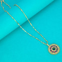 Elegant Gold Plated Wheat Chain With Floral Ruby Pendant