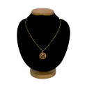 Elegant Gold Plated Wheat Chain With Floral Ruby Pendant