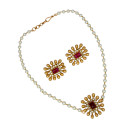 Elegant Antique Kemp Stone Pendant Pearl Choker Set