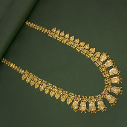 Ethnic Gold Plated Ruby Emerald Dashavatharam Long Chain