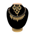 Gold Plated Stylish Square Cut Stone Necklace Set