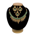 Gold Plated Stylish Square Cut Stone Necklace Set