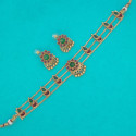 Antique Gold Plated Triple Layer Kemp Stone Choker Set