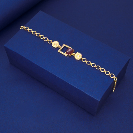 Stylish Gold Plated Square CZ Stone Ladies Bracelet