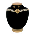 Antique Multi-colour Stone Three Layered Pearl Choker Set