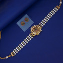 Antique Multi-colour Stone Three Layered Pearl Choker Set