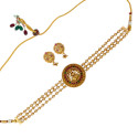 Ethnic Antique Matte Lakshmi Kemp Stone Choker Set
