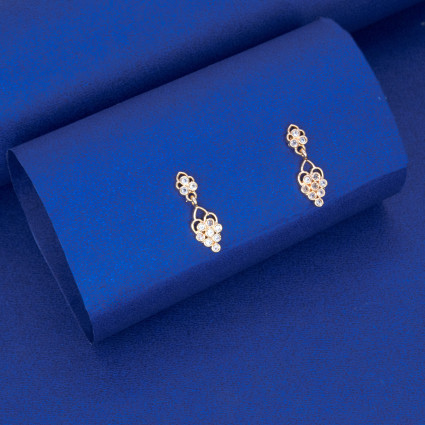 Trendy Small Gold Plated CZ Drop Earrings For Girls