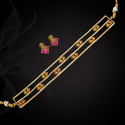 Antique Gold Plated Kemp Triple Layered Choker Set