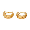 Designer Gold Plated Link Pattern Hoop Earrings For Girls