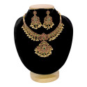 Trendy Mango Multi-Colour Kemp Stone Peacock Necklace set