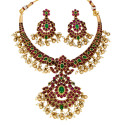 Trendy Mango Multi-Colour Kemp Stone Peacock Necklace set
