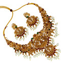 Antique Designer Peacock Pearl Broad Necklace Set