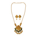Ethnic Matte Finish Peacock Lakshmi Pendant Necklace Set