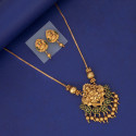 Ethnic Matte Finish Peacock Lakshmi Pendant Necklace Set