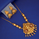 Matte Finish Ruby Emerald Stones Lakshmi Peacock Pendant Set