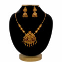 Matte Finish Ruby Emerald Stones Lakshmi Peacock Pendant Set