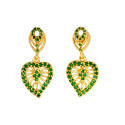Emerald Stone Gold Plated Heart Drop Earrings for Girls