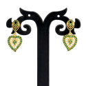 Emerald Stone Gold Plated Heart Drop Earrings for Girls