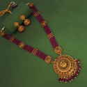 Multi-Strand Pink Hydro Beads Lakshmi Long Necklace Set