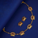 Lotus Design Matte Gold-Plated Beads Chain Necklace Set