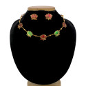Lotus Design Matte Gold-Plated Beads Chain Necklace Set