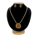 Antique Gold Plated Kemp Pendant Pearl Necklace Set