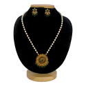 Antique Gold Plated Kemp Pendant Pearl Necklace Set