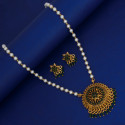 Antique Gold Plated Kemp Pendant Pearl Necklace Set