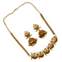 Antique Gold Plated Peacocks Lakshmi Pendants Kemp Choker Set