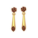 Elegant Gold Plated Ruby Floral Spike Drop Earrings