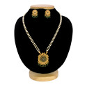 Gold Plated Kemp Pendant Double Layer Pearl Chain Set