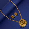 Antique Gold Plated Floral Stone Pendant Necklace Set