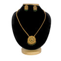 Antique Gold Plated Floral Stone Pendant Necklace Set