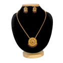 Antique Gold Plated Floral Stone Pendant Necklace Set