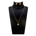 EarringElegant Fashion Pink Stone Floral Pearl Pendant Set