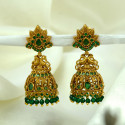 Stylish Antique Gold Plated Peacock Stone Jhumka